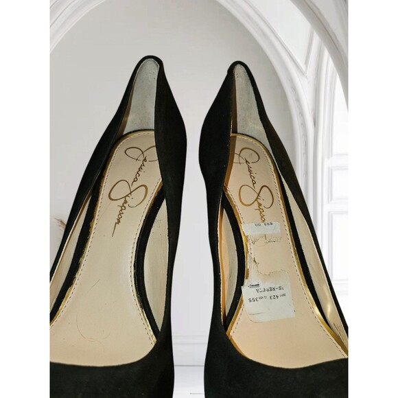Jessica Simpson Rebeca 5.5" High Heels Sz 8 Women's Platform Pump Black Suede - Picture 5 of 16
